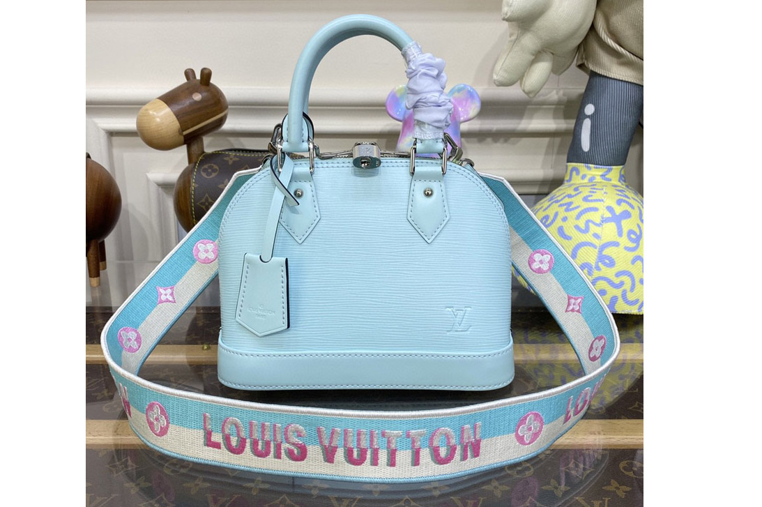 Louis Vuitton M22357 LV Alma BB handbag in Cloud Blue Epi leather