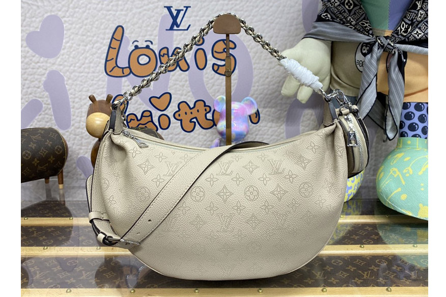 Louis Vuitton MM22823 LV Baia MM Bag in Gray Perforated Mahina calfskin