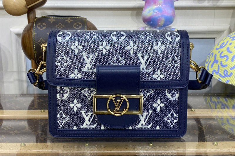 Louis Vuitton M22826 LV Dauphine Mini handbag in Blue Monoglam coated canvas