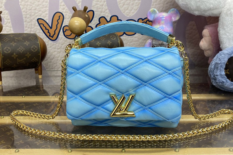 Louis Vuitton M24185 LV GO-14 MM bag in Lagoon Turquoise Lambskin Leather
