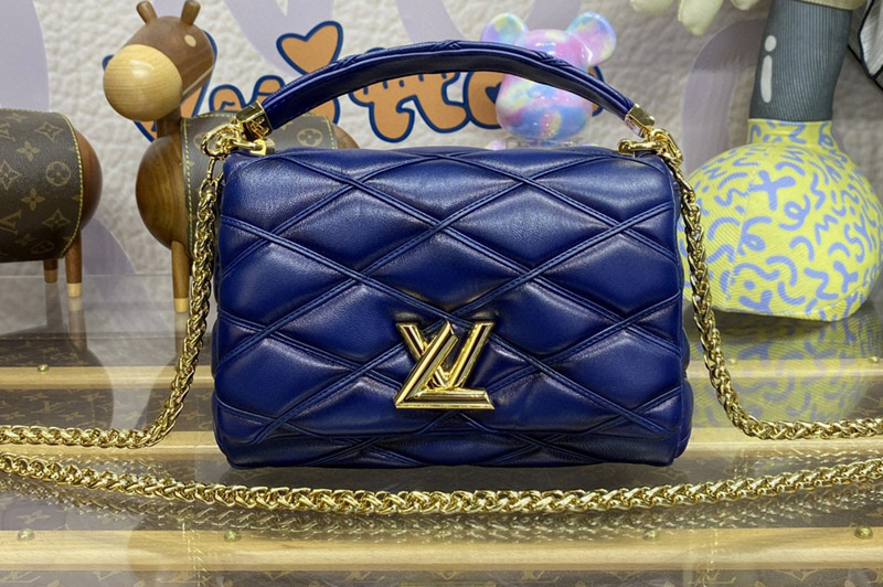 Louis Vuitton M23682 LV GO-14 MM bag in Navy Blue Lambskin Leather