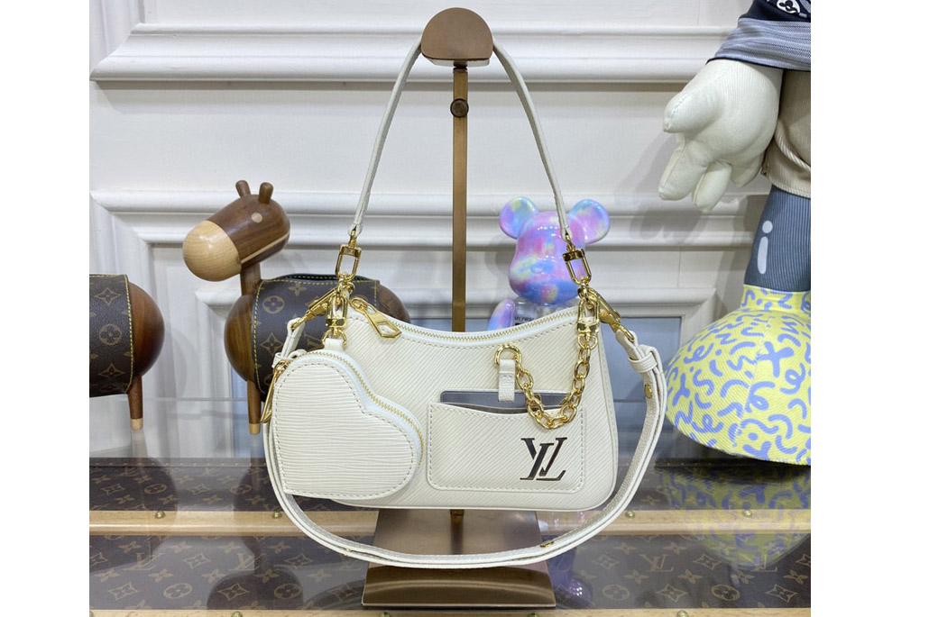 Louis Vuitton M22941 LV Marellini handbag in Quartz White Epi grained cowhide leather