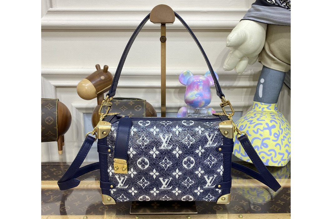 Louis Vuitton M22944 LV Side Trunk MM Bag in Blue Monoglam coated canvas