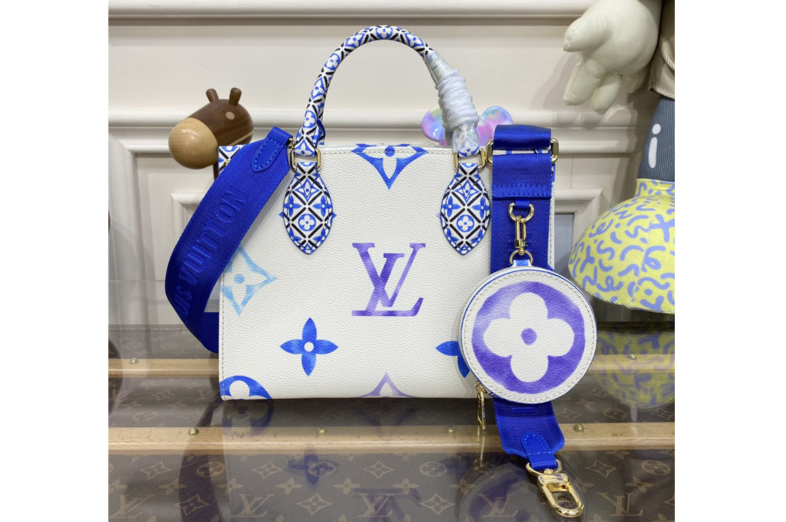 Louis Vuitton M22976 LV OnTheGo PM tote bag in Blue Monogram coated canvas