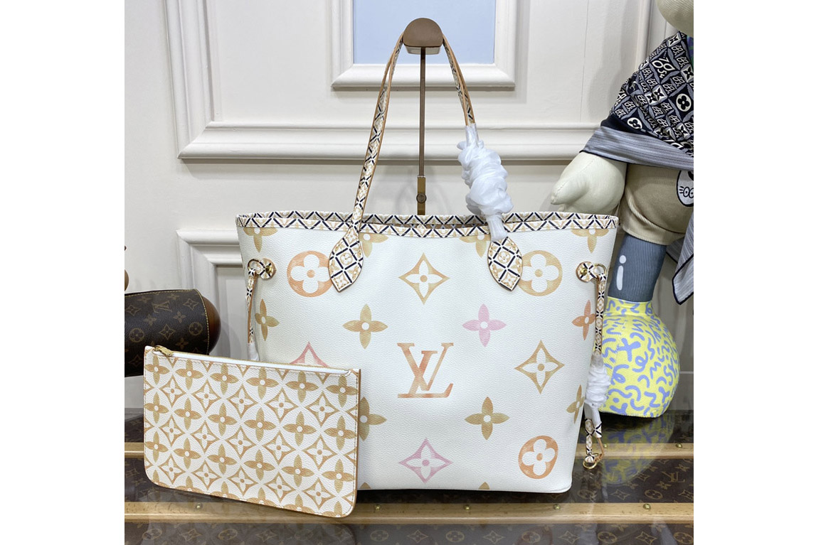 Louis Vuitton M22978 LV Neverfull MM tote bag in Beige Monogram coated canvas