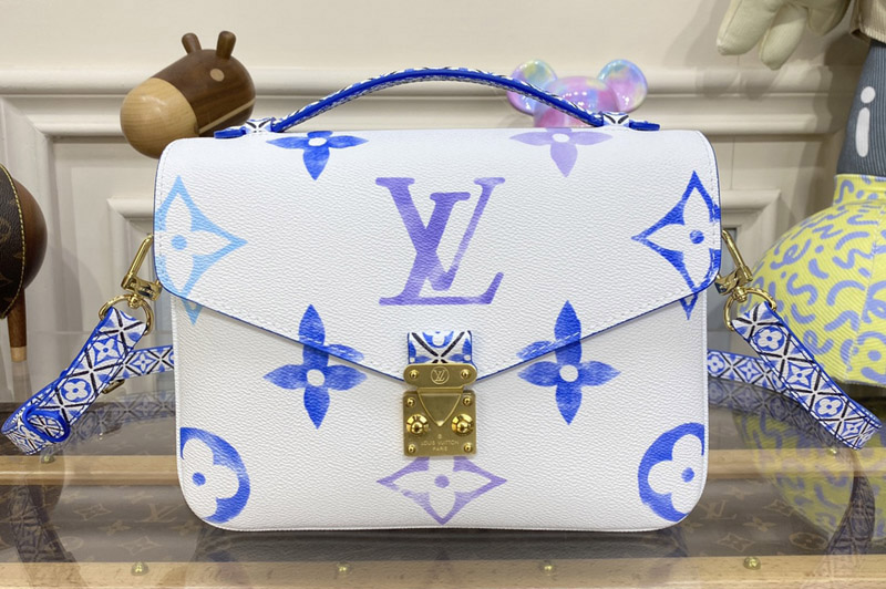 Louis Vuitton M23055 LV Pochette Metis handbag in Blue Monogram coated canvas