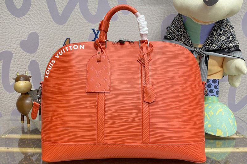 Louis Vuitton M23717 LV Alma Travel GM bag in Vermillon Red Epi Soft XL calfskin