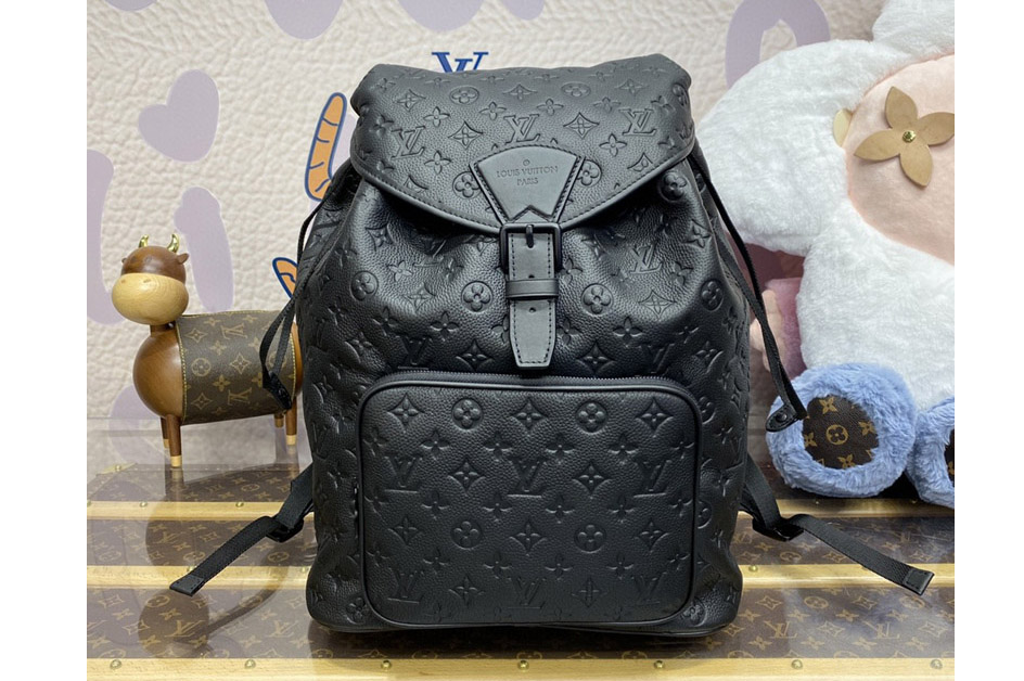 Louis Vuitton M23127 LV Montsouris Backpack in black Taurillon leather