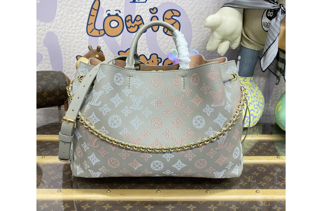 Louis Vuitton M23395 LV Bella Tote bag in Gray Mahina perforated calfskin leather
