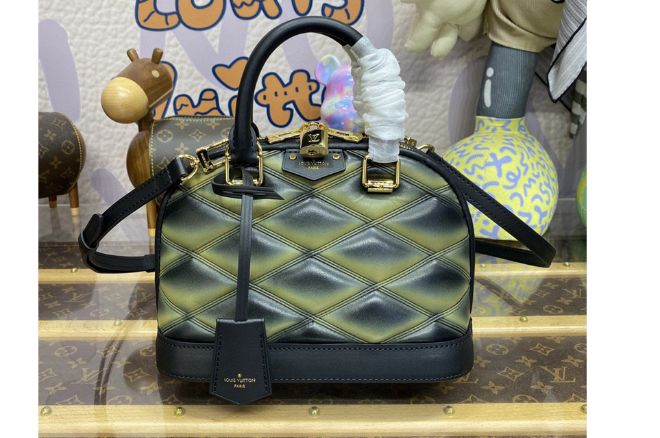 Louis Vuitton M23576 LV Alma BB handbag in Black/Beige Lamb leather