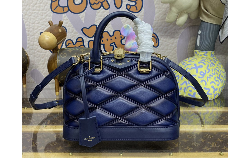 Louis Vuitton M23666 LV Alma BB handbag in Navy Blue Lamb leather