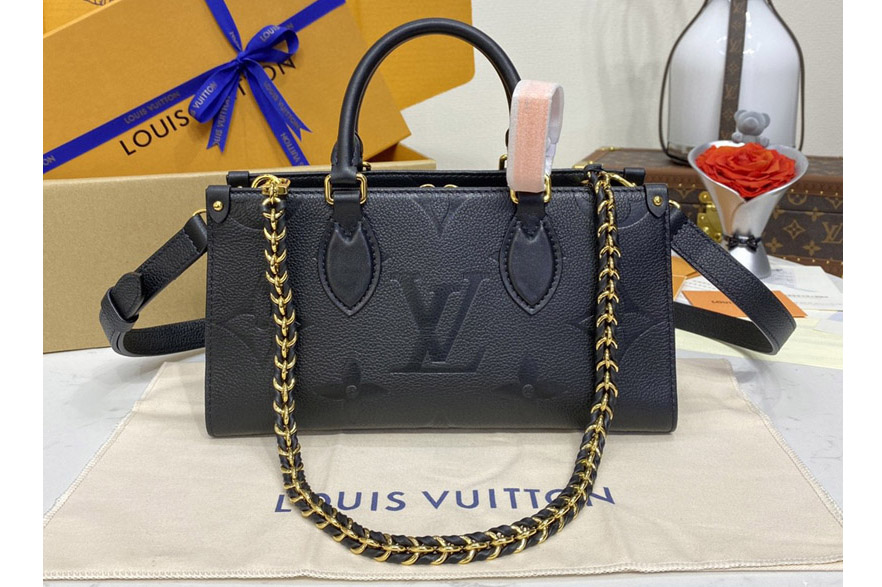 Louis Vuitton M23640 LV OnTheGo East West tote Bag in Black Embossed grained cowhide leather