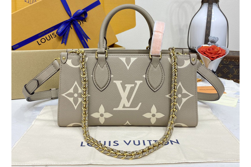 Louis Vuitton M23641 LV OnTheGo East West tote Bag in Dove/Cream Embossed grained cowhide leather