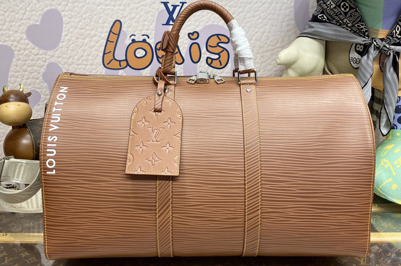 Louis Vuitton M23721 LV Keepall Bandouliere 50 bag in Brown Epi XL grained leather