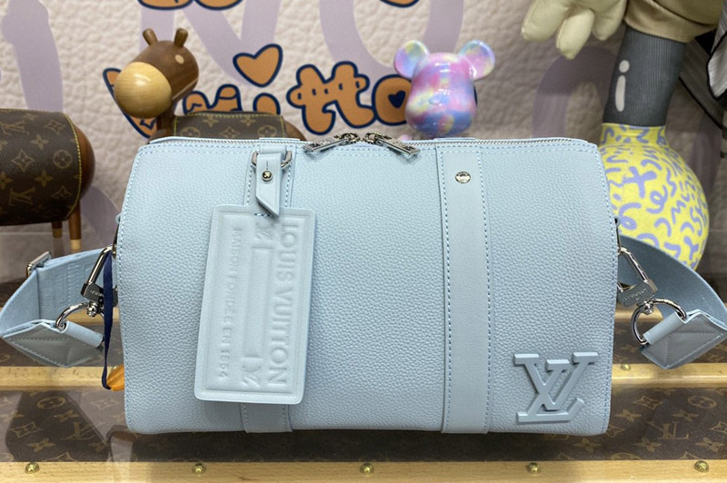 Louis Vuitton M23725 LV City Keepall bag in Cloud Blue Cowhide leather