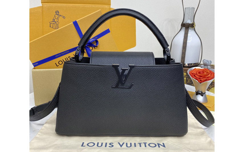 Louis Vuitton M23947 LV Capucines East-West MM handbag in All Black Matte Taurillon Leather