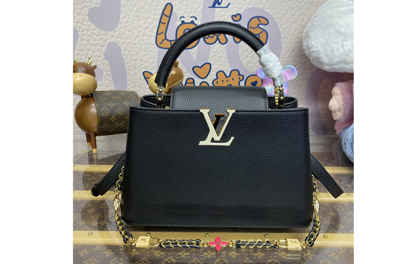 Louis Vuitton M23950 LV Capucines MM handbag in Black Taurillon leather