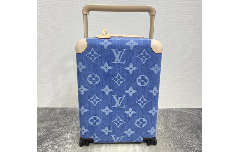Louis Vuitton M24314 LV Horizon 55 trolley case in Monogram Denim Global Organic Textile-certified cotton canvas