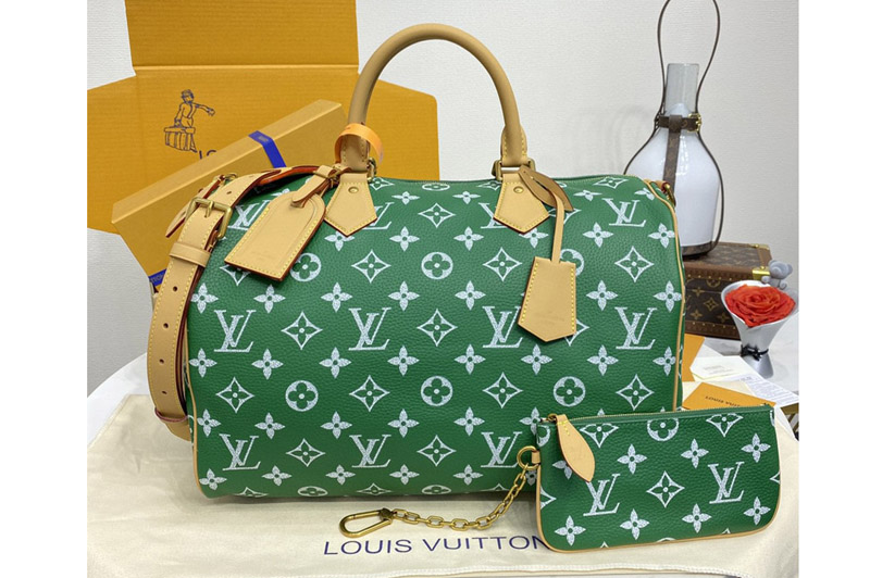 Louis Vuitton M24417 LV Speedy P9 Bandouliere 40 bag in Green Monogram Leather