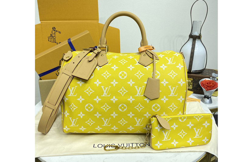 Louis Vuitton M24419 LV Speedy P9 Bandouliere 40 bag in Yellow Monogram Leather