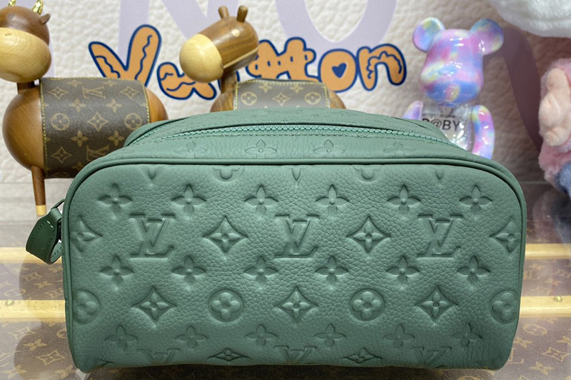 Louis Vuitton M24442 LV Dopp Kit Bag in Forest Green Taurillon Monogram embossed cowhide leather
