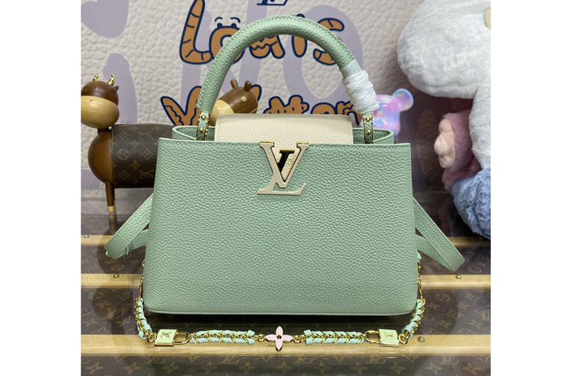 Louis Vuitton M24471 LV Capucines MM handbag in Jade Green Taurillon leather