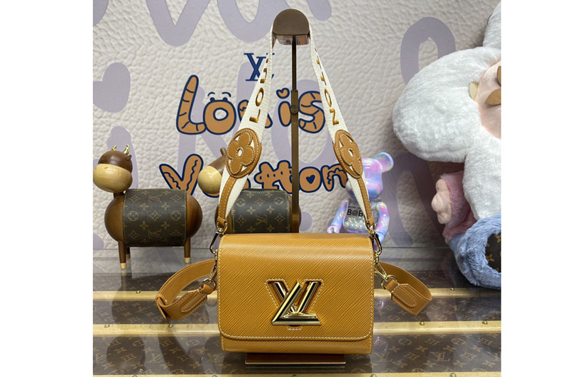 Louis Vuitton M24758 LV Twist PM Traveler handbag in Gold Epi grained cowhide leather