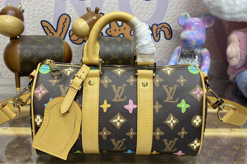 Louis Vuitton M24849 LV Keepall Bandoulière 25 Bag in Chocolate Monogram Craggy coated canvas