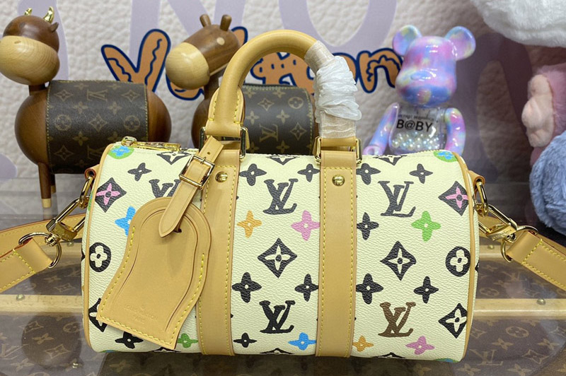 Louis Vuitton M24849 LV Keepall Bandoulière 25 Bag in White Monogram Craggy coated canvas