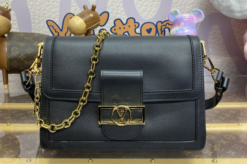 Louis Vuitton M25209 LV Dauphine Soft MM handbag in Black Calfskin