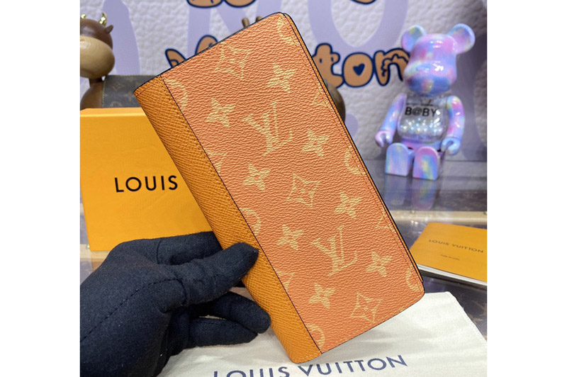 Louis Vuitton M30889 LV Brazza Wallet in Orange Monogram canvas and Taiga leather