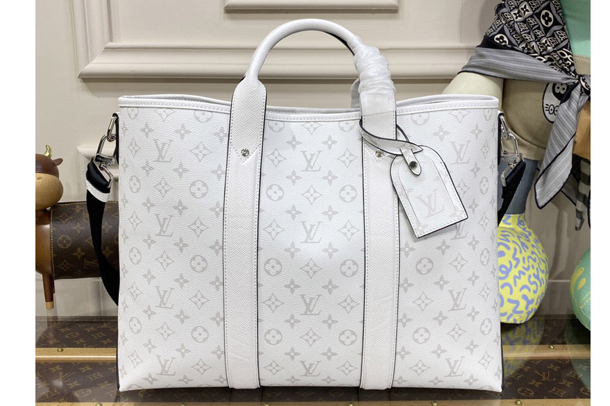 Louis Vuitton M30919 LV Weekend Tote NM Bag in White Monogram coated canvas and Taiga cowhide leather