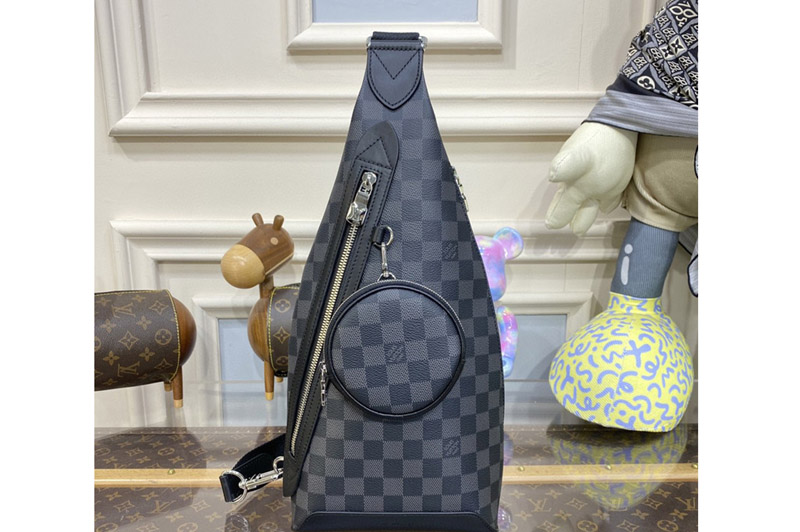 Louis Vuitton M30936 LV Duo Slingbag in Damier Graphite Canvas and Taiga cowhide leather