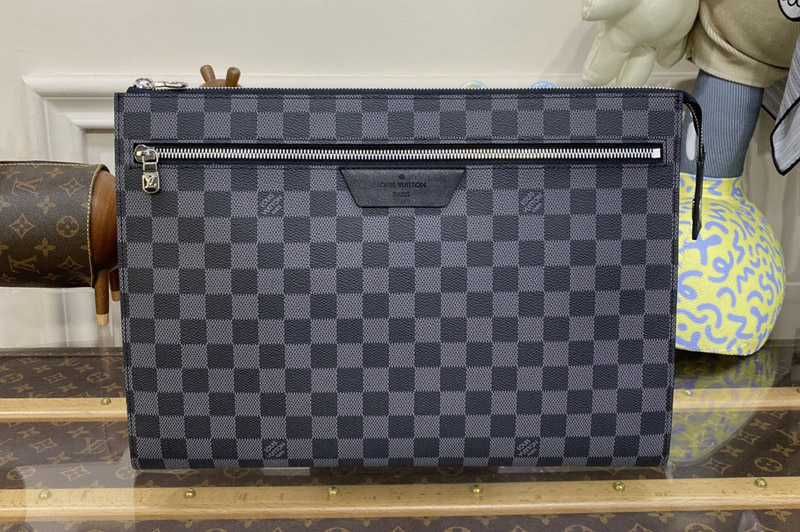 Louis Vuitton N40481 LV Pochette 24H Clutch Bag in Damier Graphite coated canvas