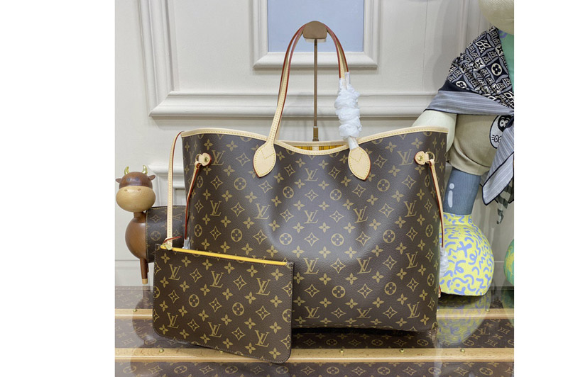 Louis Vuitton M40992 LV Neverfull GM Bag in Monogram Canvas With Yellow