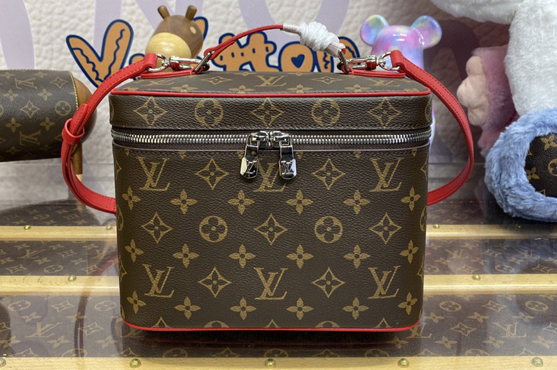 Louis Vuitton M42265 LV Nice BB vanity case in Monogram coated canvas With Red