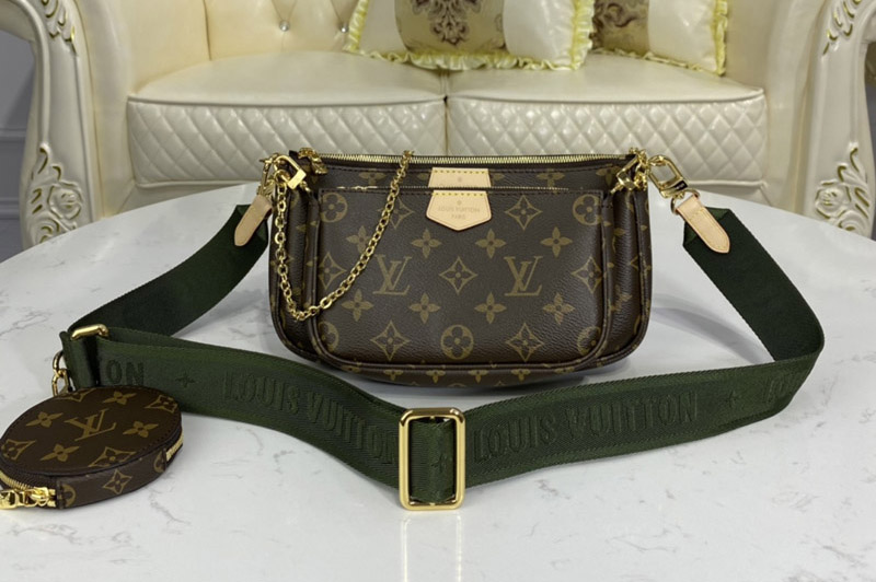 Louis Vuitton M44813 LV Multi Pochette Accessoires Bag in Monogram Canvas With Khaki Strap