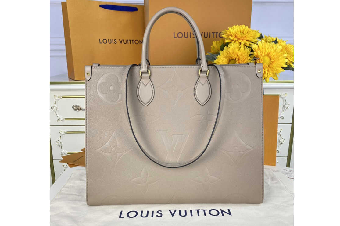 Louis Vuitton M44933 LV OnTheGo GM tote bag in Gray Monogram Empreinte leather