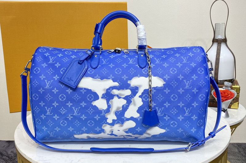 Louis Vuitton M45428 LV Keepall Bandouliere 50 Bag in Monogram Clouds