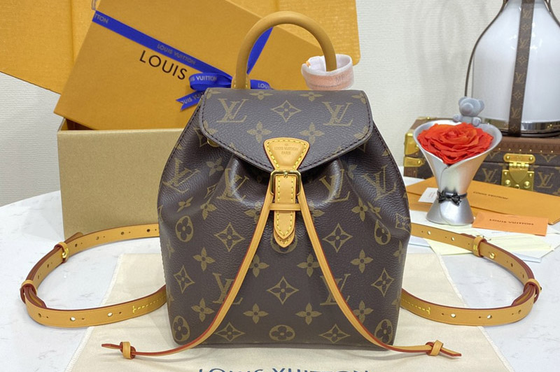 Louis Vuitton M45502 LV Montsouris BB backpack in Monogram canvas and cowhide leather