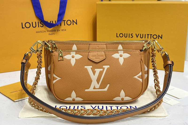Louis Vuitton M45983 LV Multi Pochette Accessoires cross-body bag in Beige/Cream Monogram Empreinte leather