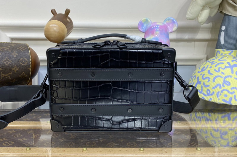 Louis Vuitton N80242 LV Handle Trunk bag in Croco Matte Black Crocodilian leather