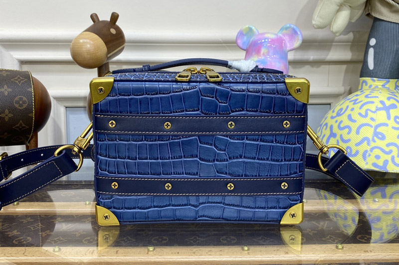 Louis Vuitton N80347 LV Handle Trunk bag in Croco Denim Crocodilian leather