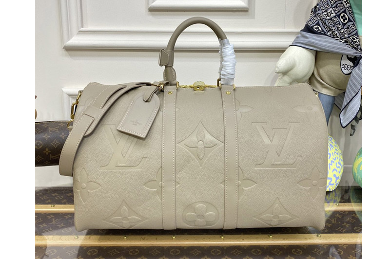 Louis Vuitton M46114 LV Keepall 45 Bag in Tourterelle Monogram Empreinte Giant leather