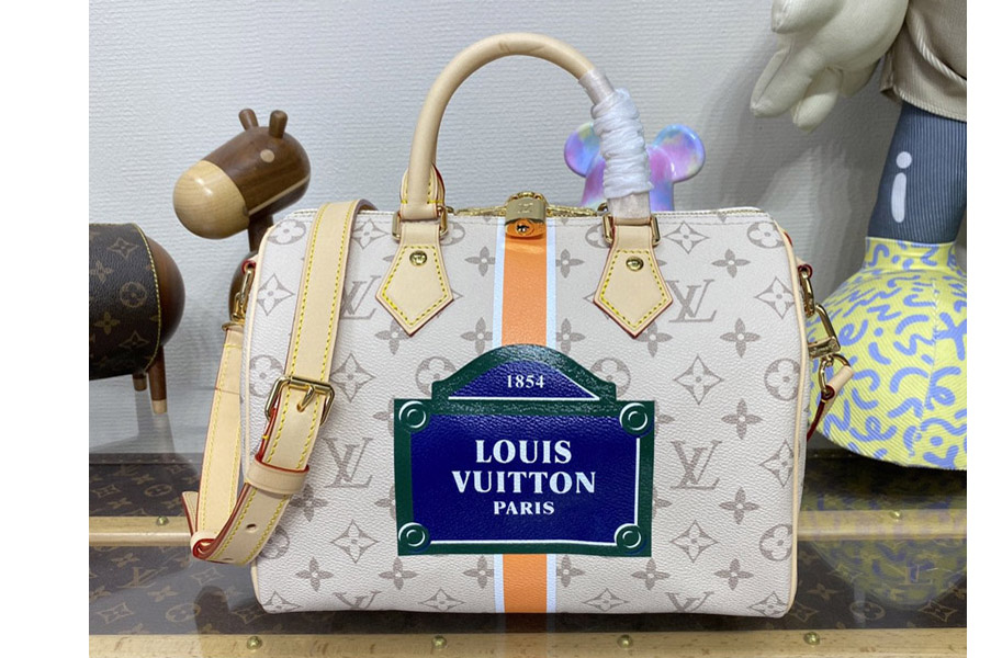 Louis Vuitton M46749 LV Speedy Bandouliere 25 Bag in Beige/Ocher Monopaname coated canvas