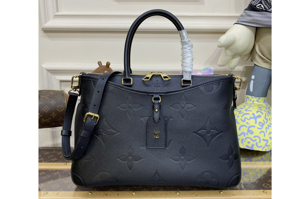 Louis Vuitton M46487 LV Trianon MM tote Bag in Black Monogram Empreinte leather