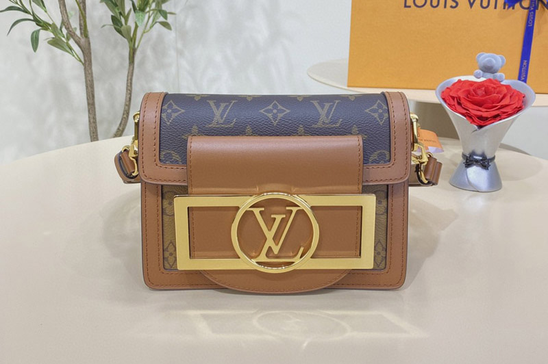 Louis Vuitton M46537 LV Mini Dauphine Lock XL Bag in Monogram and Monogram Reverse coated canvas
