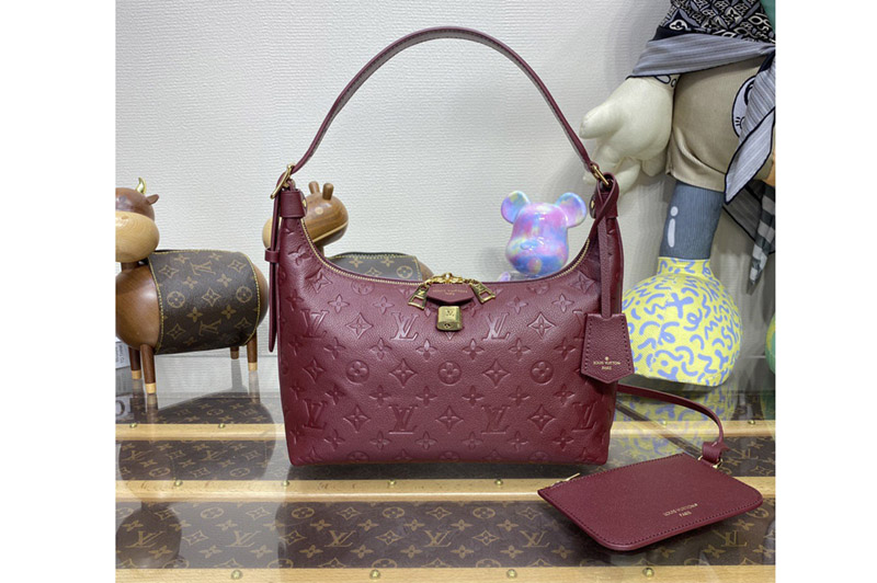 Louis Vuitton M46674 LV Sac Sport hobo bag in Wine Red Monogram Empreinte leather