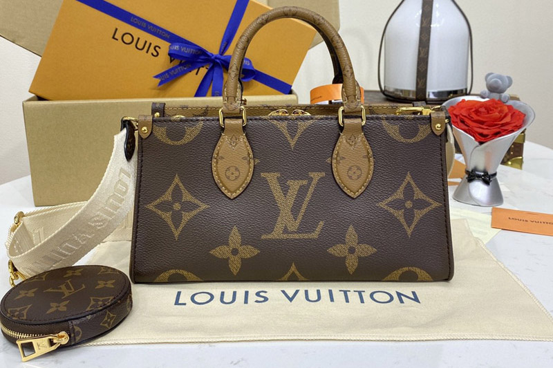 Louis Vuitton M46653 LV OnTheGo East West Bag in Giant Monogram and Monogram Reverse coated canvas