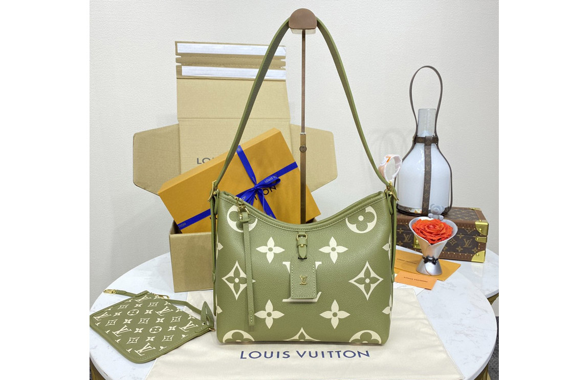 Louis Vuitton M46672 LV CarryAll PM bag in Light Khaki/Cream Monogram Empreinte Leather